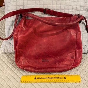 Red leather Frye purse